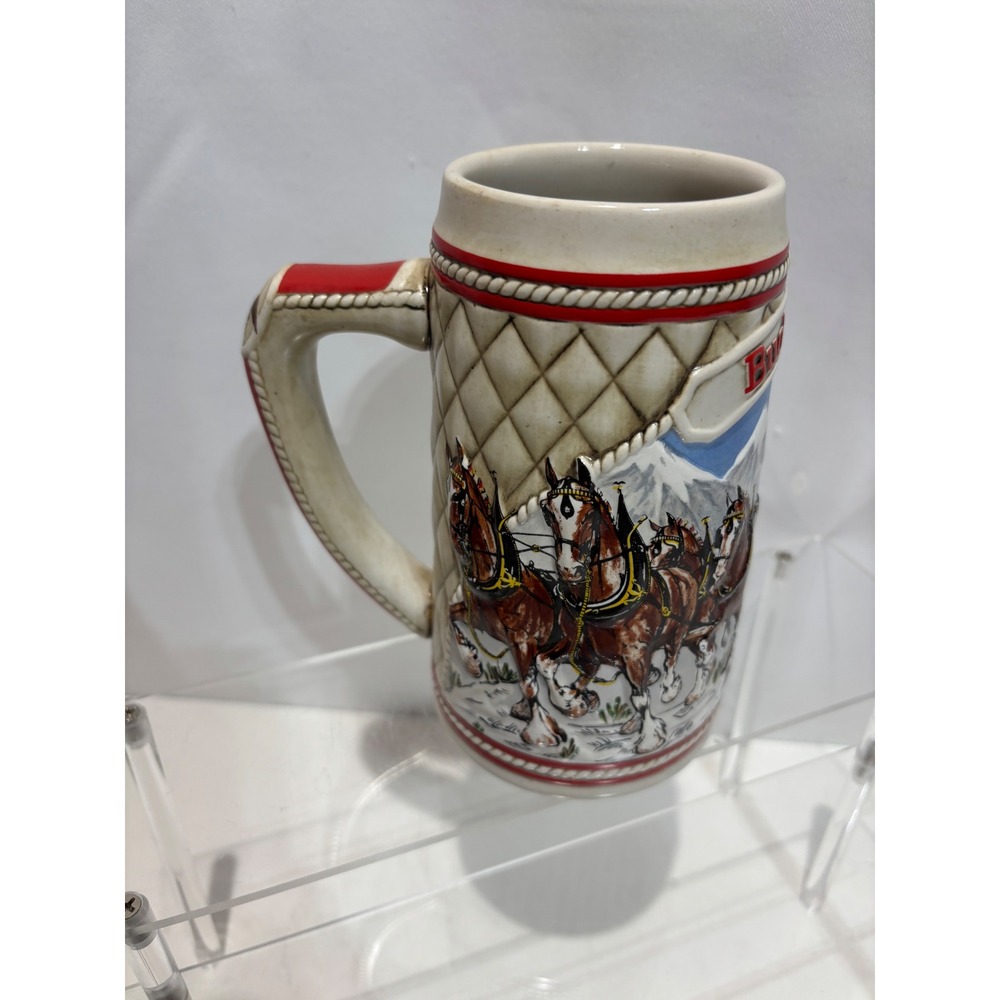 VTG Budweiser Holiday Stein 1985 Limited Edition Clydesdales Mug Multi-Color - Picture 5 of 11